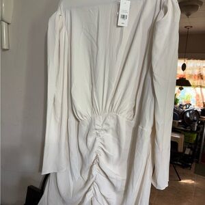 Elegant White Ruched Dress